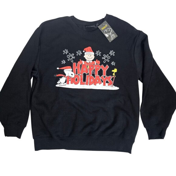 Peanuts Snoopy Happy Holidays Women's Black Long Sleeve Sweatshirt Size 1X NWT - Picture 1 of 11